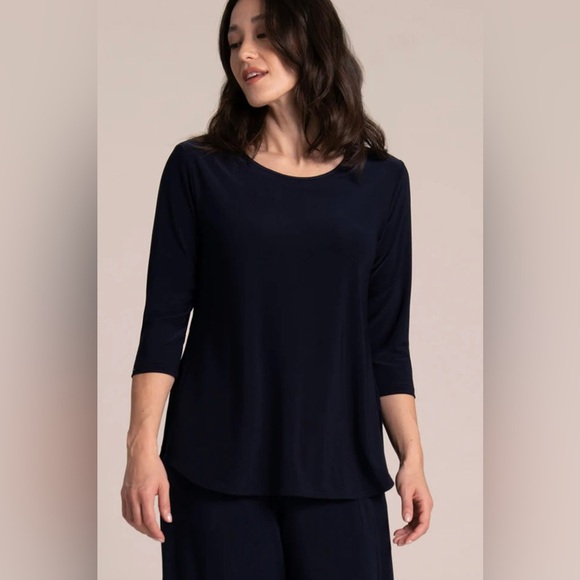 Sympli | Navy Blue 3/4 Sleeve Jersey Go To Classic T Top - Picture 1 of 3